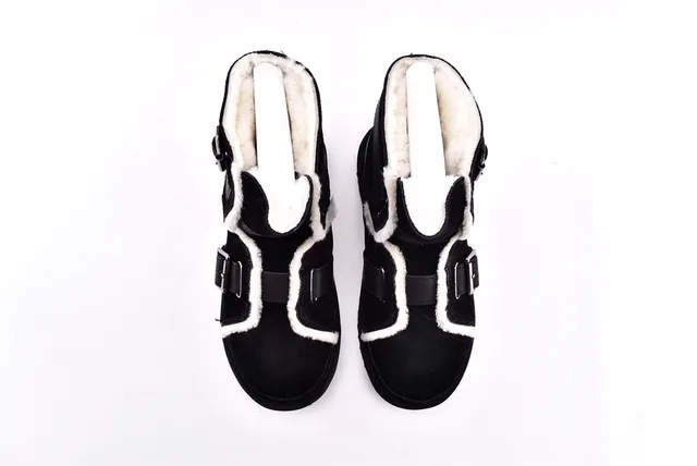 UGG Classic Black White Buckle-Strapped Shearling-Lined Snow Boots 3