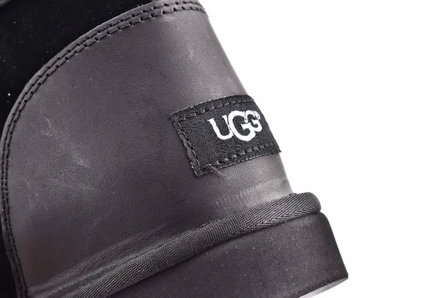 UGG Classic Black White Buckle-Strapped Shearling-Lined Snow Boots 5