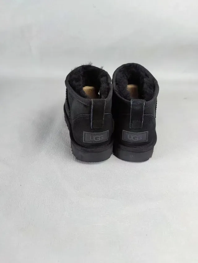 UGG Classic Mini Black Suede Shearling-Lined Snow Boots 2