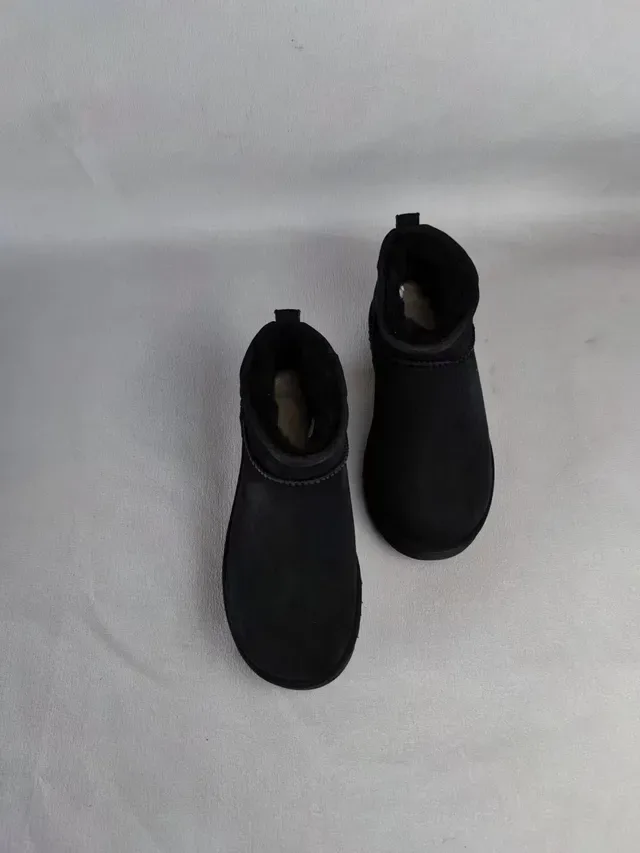 UGG Classic Mini Black Suede Shearling-Lined Snow Boots 6