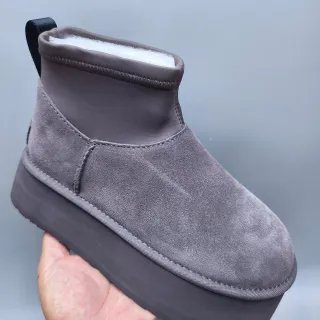UGG Gris Blanc Semelle Plateforme Haut Daim Bottes de Neige