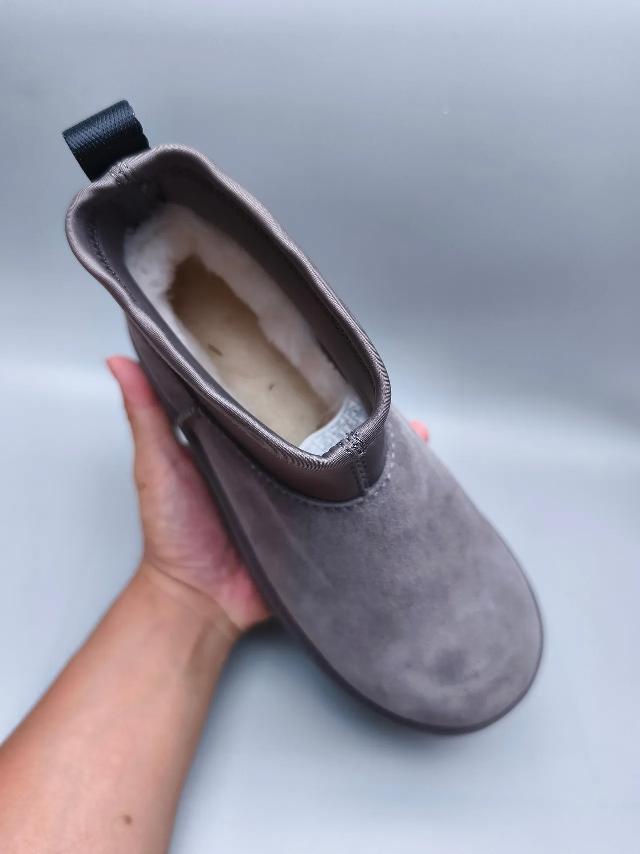 UGG Gray White Platform Sole Suede Upper Snow Boots 3