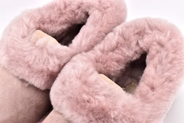 UGG Nita Beige Rose Shearling-Trimmed Suede Upper Chaussures Casual 11