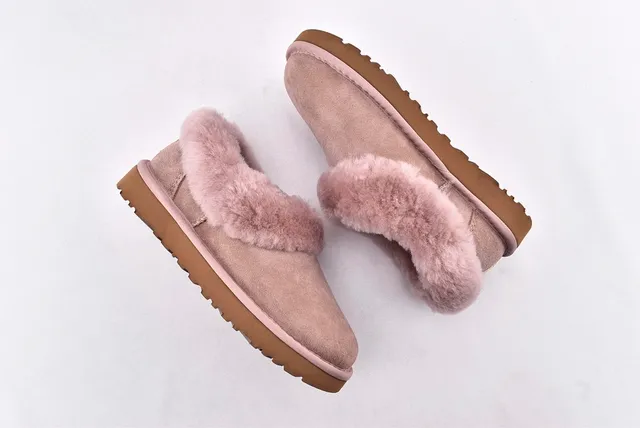 UGG Nita Beige Rose Shearling-Trimmed Suede Upper Chaussures Casual 12
