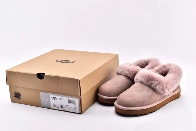 UGG Nita Beige Rose Shearling-Trimmed Suede Upper Chaussures Casual 15