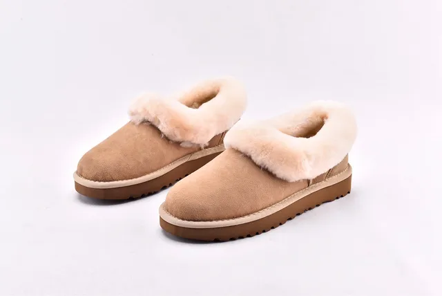 UGG Nita Beige White Suede Upper Shearling-Lined Collar Casual Shoes 2