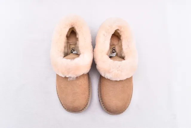 UGG Nita Beige White Suede Upper Shearling-Lined Collar Casual Shoes 3