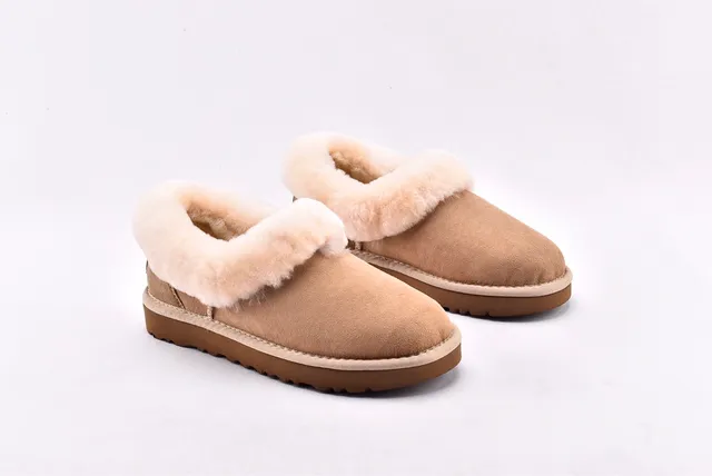 UGG Nita Beige White Suede Upper Shearling-Lined Collar Casual Shoes 9