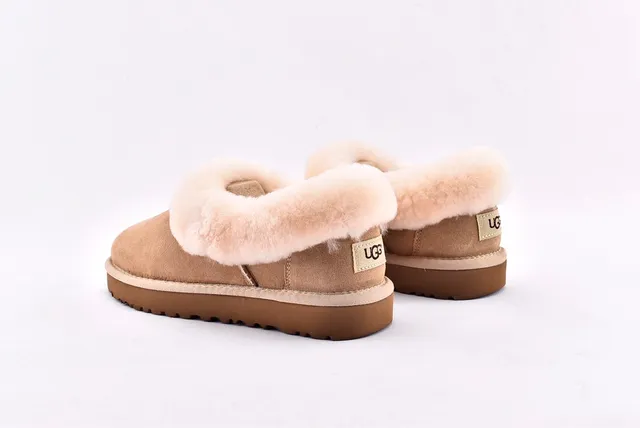 UGG Nita Beige White Suede Upper Shearling-Lined Collar Casual Shoes 14