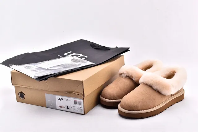 UGG Nita Beige White Suede Upper Shearling-Lined Collar Casual Shoes 15