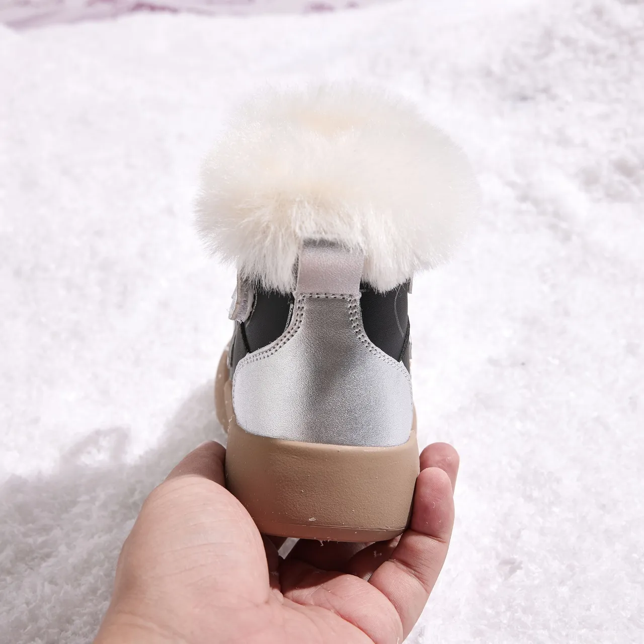 UGG Pink Beige Chunky Sole Shearling Collar Snow Boots 4