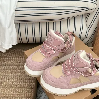 UGG سكيتشرز سميك وردي بيج منصة سويد وشبكة بانلينج