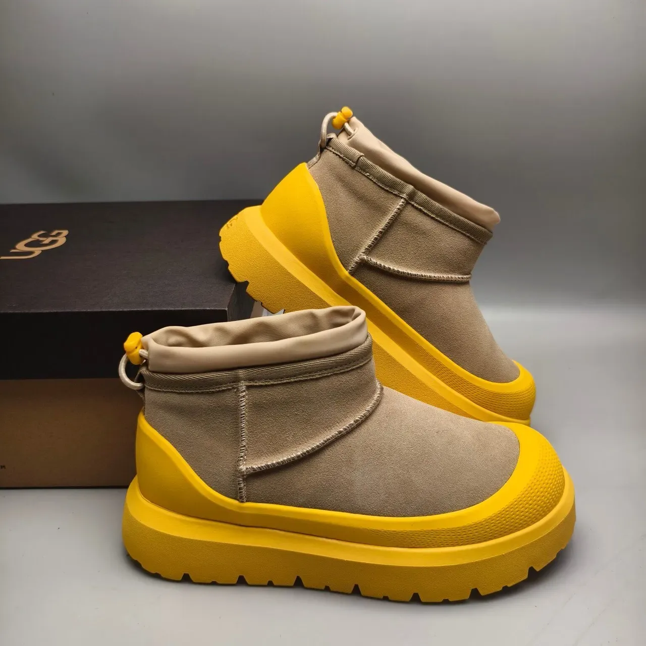 UGG Tasman Beige and Yellow Snow Boots 6
