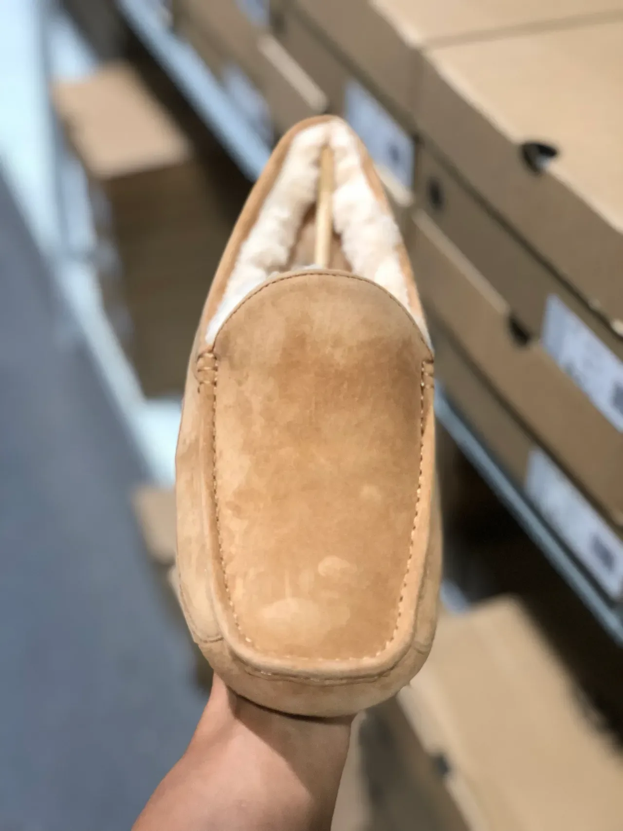 UGG Tasman Beige Suede Shearling-Lined Loafers 5
