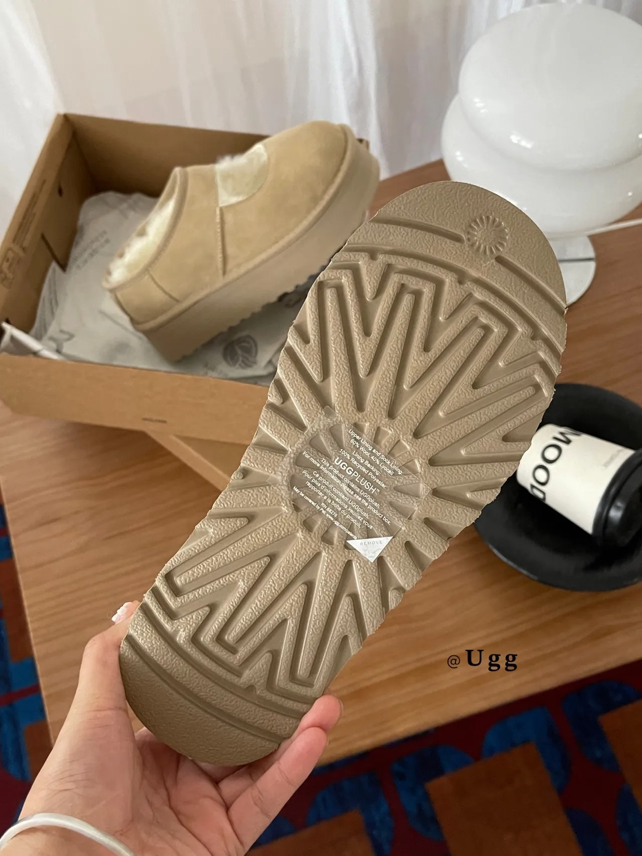 UGG Tasman Beige Suede Shearling-Lined Mary Jane Shoes 9