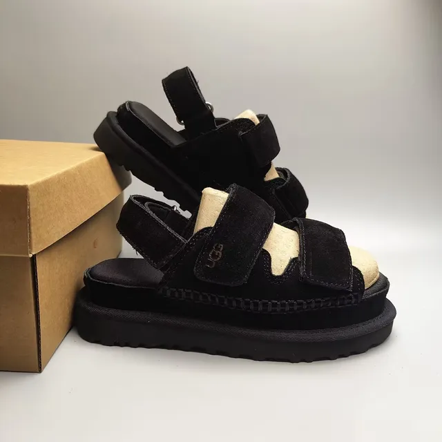 UGG Tasman Black صنادل كاجوال منصة مزدوج الرباط 2