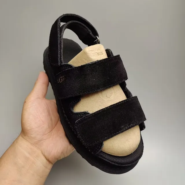 UGG Tasman Black صنادل كاجوال منصة مزدوج الرباط 6