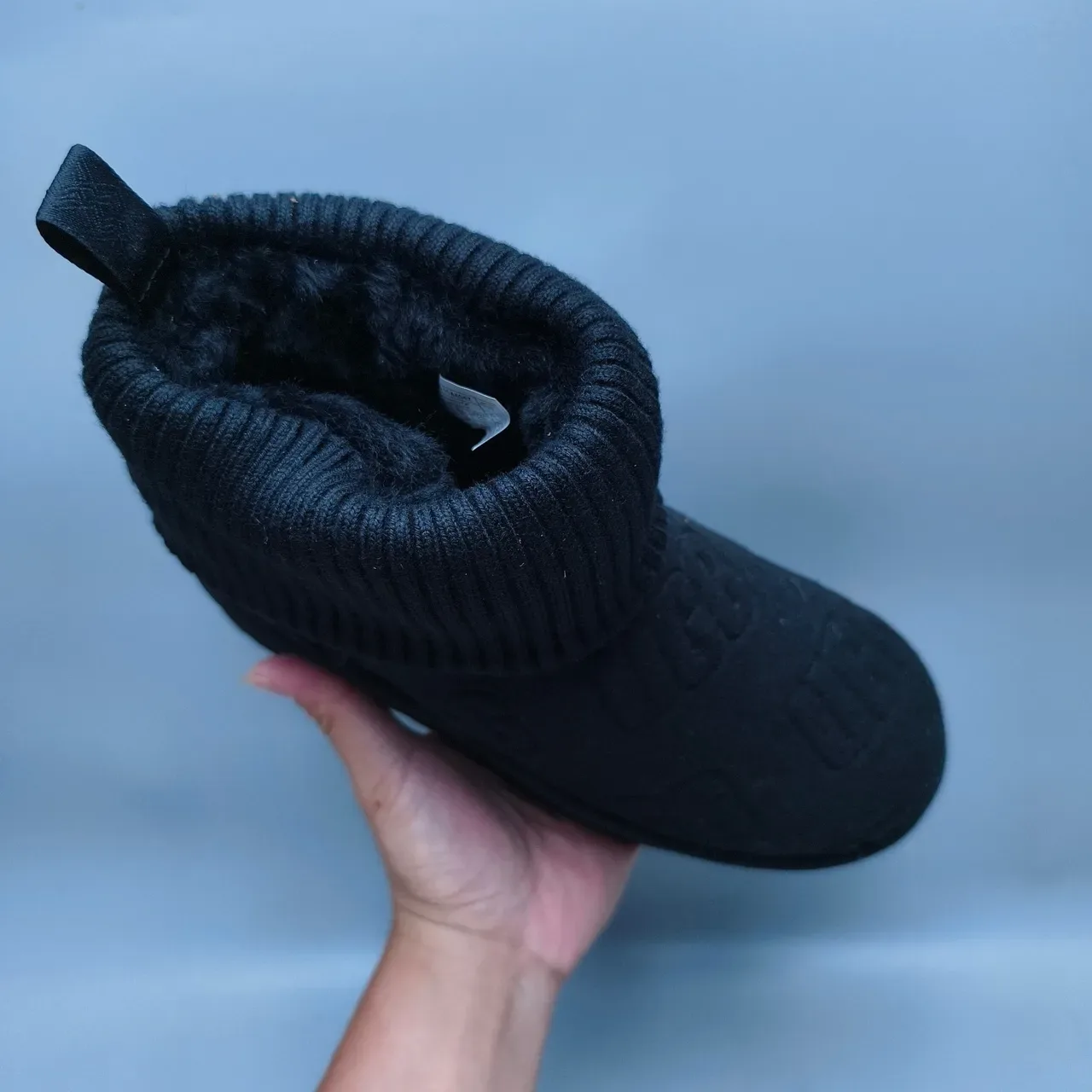 UGG Tasman কালো প্ল্যাটফর্ম সোল রিবড নিট কাফ স্নো বুট 3