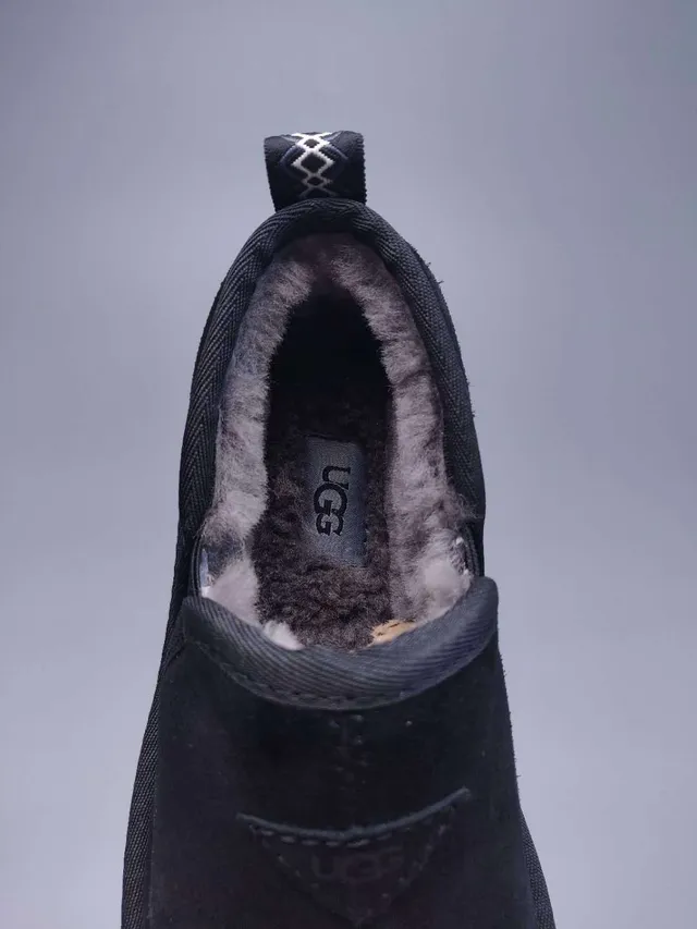 UGG Tasman Black Suede Shearling-Lined Loafers 8
