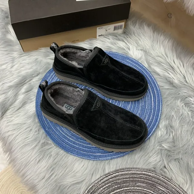 UGG Tasman Black Suede Shearling-Lined Loafers 14