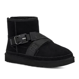 UGG Tasman Botas de Nieve de Ante Negro con Correa y Hebilla
