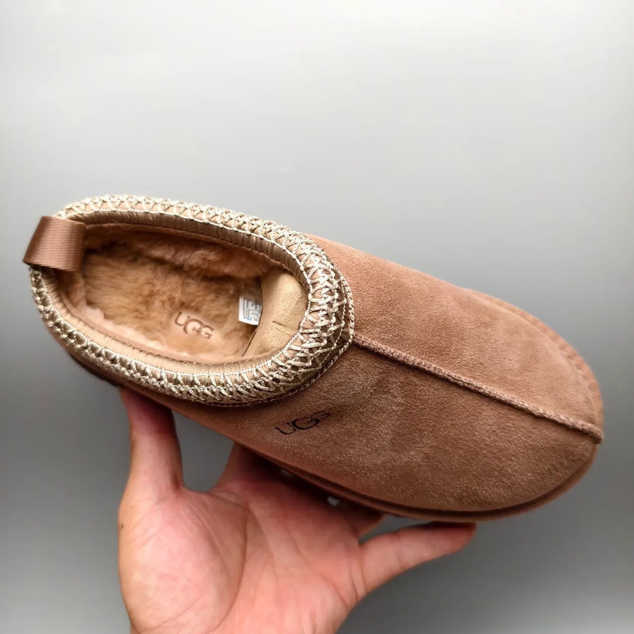 UGG Tasman Brown Beige Platform Sole Woven Knit Trim أحذية كاجوال 3