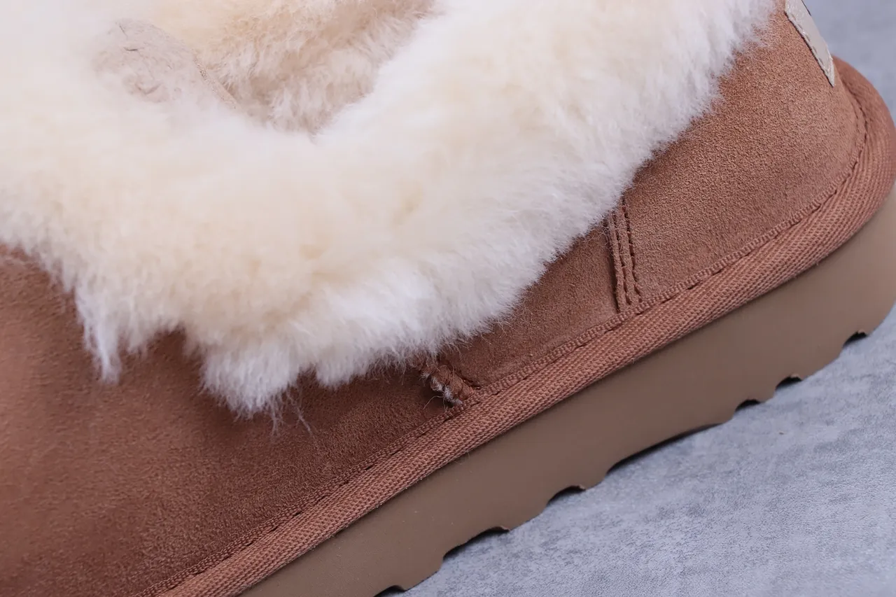 UGG Tasman Brown Beige Suede Upper Shearling-Lined Cuff Casual Shoes 3