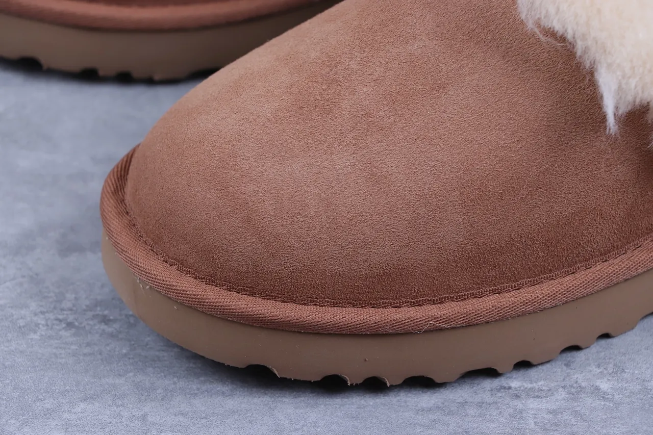 UGG Tasman Brown Beige Suede Upper Shearling-Lined Cuff Casual Shoes 4