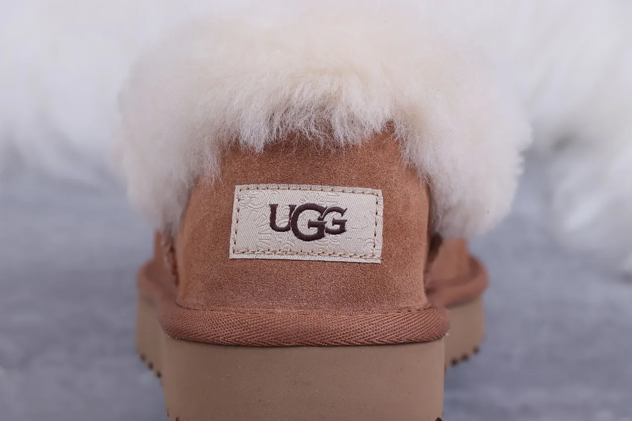 UGG Tasman Brown Beige Suede Upper Shearling-Lined Cuff Casual Shoes 5