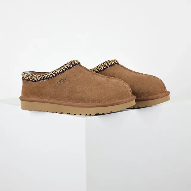 UGG Tasman Brown Beige Suede Upper Woven Trim Collar Casual Shoes 3