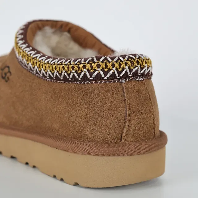 UGG Tasman Brown Beige Suede Upper Woven Trim Collar Casual Shoes 4