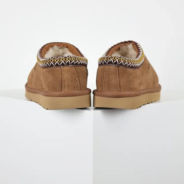 UGG Tasman Brown Beige Suede Upper Woven Trim Collar Casual Shoes 8