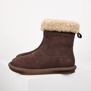 UGG Tasman Brown Suede Shearling Cuff Ankle Boots