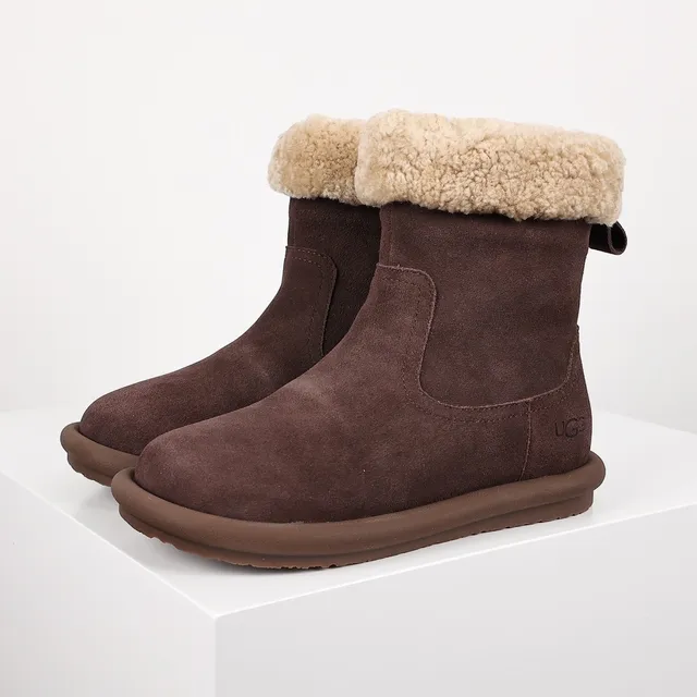 UGG Tasman Brown Suede Shearling Cuff Ankle Boots 2