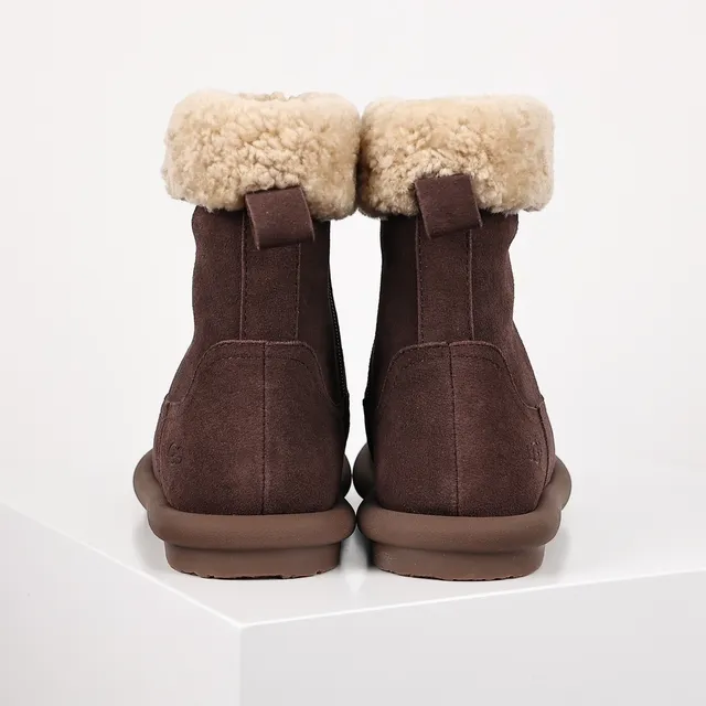 UGG Tasman Brown Suede Shearling Cuff Ankle Boots 8