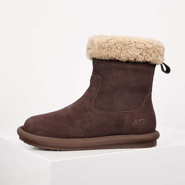 UGG Tasman Brown Suede Shearling Cuff Ankle Boots 9
