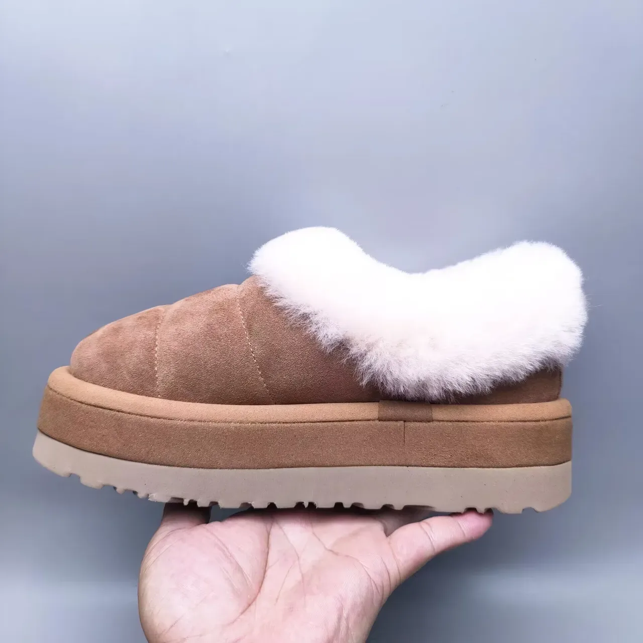 UGG Tasman Brown White Platform Sole Shearling Collar Casual Shoes 2