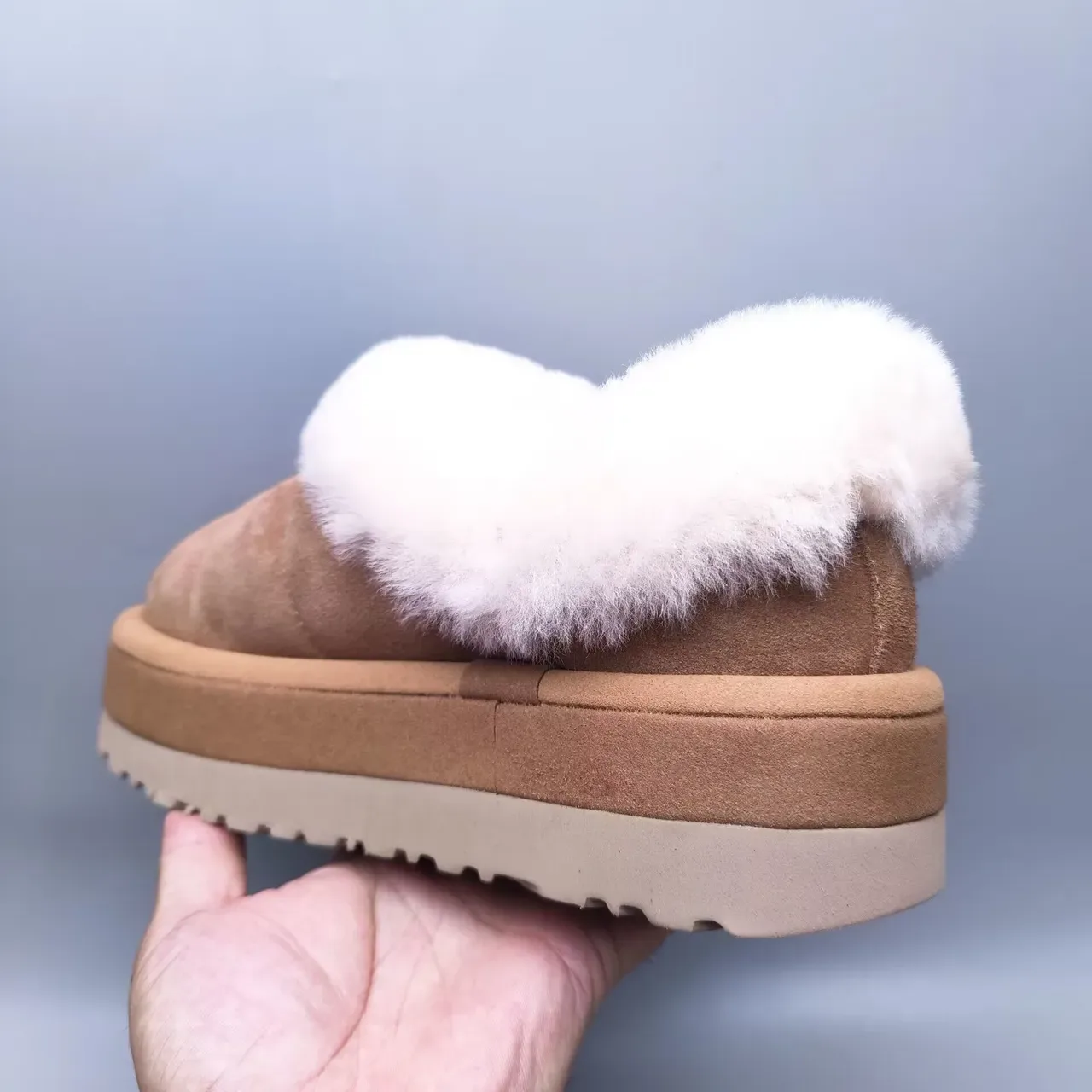 UGG Tasman Brown White Platform Sole Shearling Collar Casual Shoes 3