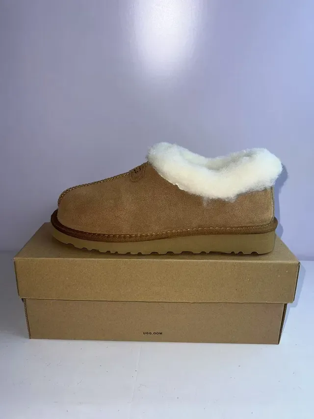 UGG Tasman Brown White Suede Upper Shearling-Lined Casual Shoes 4