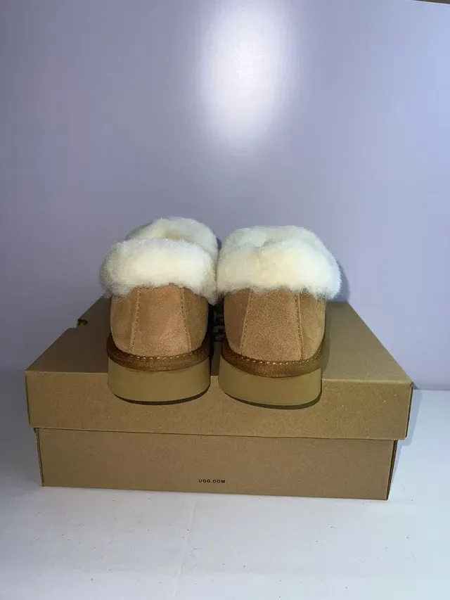 UGG Tasman Brown White Suede Upper Shearling-Lined Casual Shoes 5