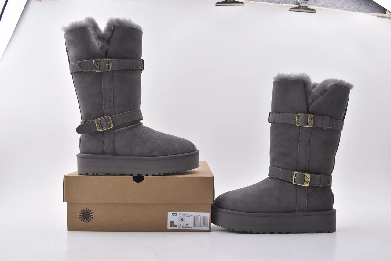 UGG Tasman Bottes de Neige à Plateforme Gris Charbon Fourrées de Mouton 7