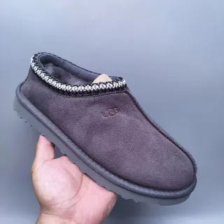 UGG Tasman رمادي أسود سويد علوي مضفف منسوج كولار أحذية كاجوال
