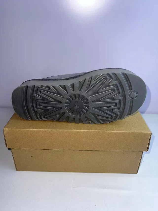 UGG Tasman Gray Suede Platform Slipper 4