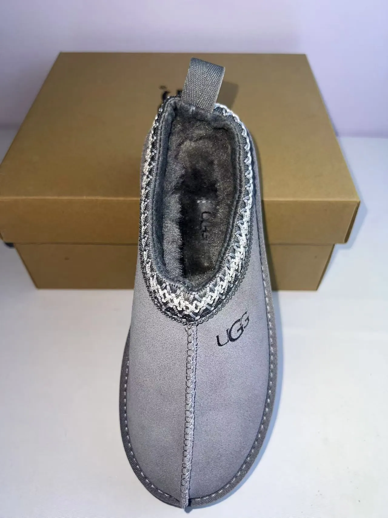 UGG Tasman Gray Suede Platform Slipper 5