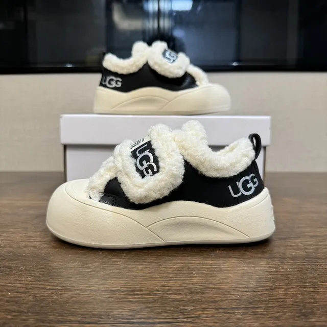 UGG Tasman Maroon and Black Shearling-Lined Chunky Sneakers 5