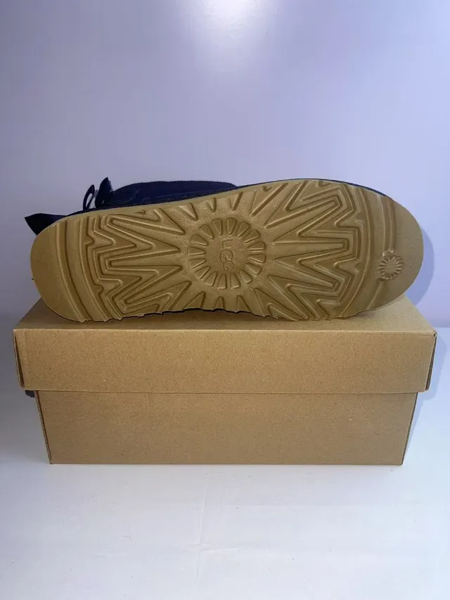 UGG Tasman Navy Satin Bow Snow Boots 2