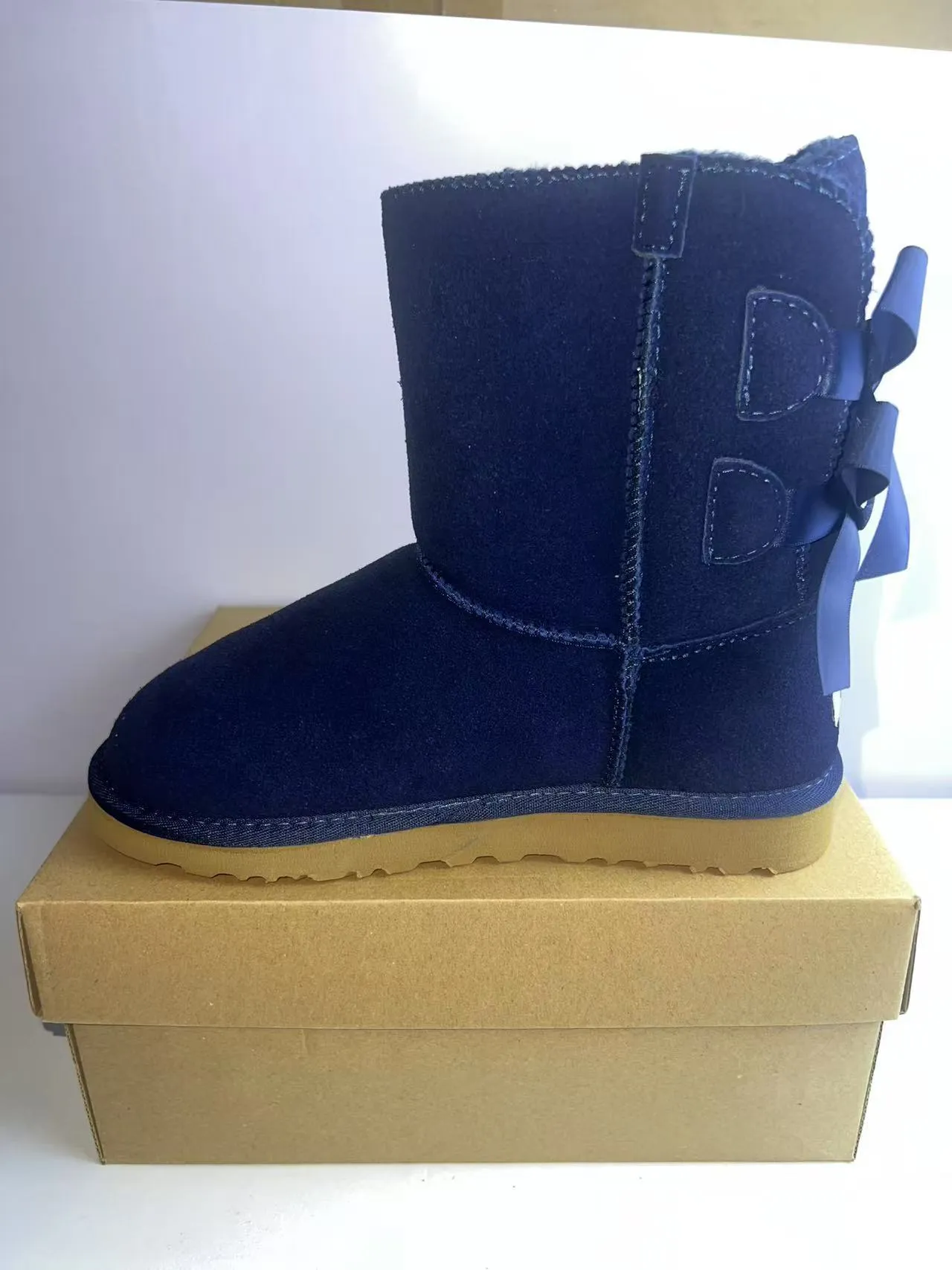 UGG Tasman Navy Satin Bow Snow Boots 4