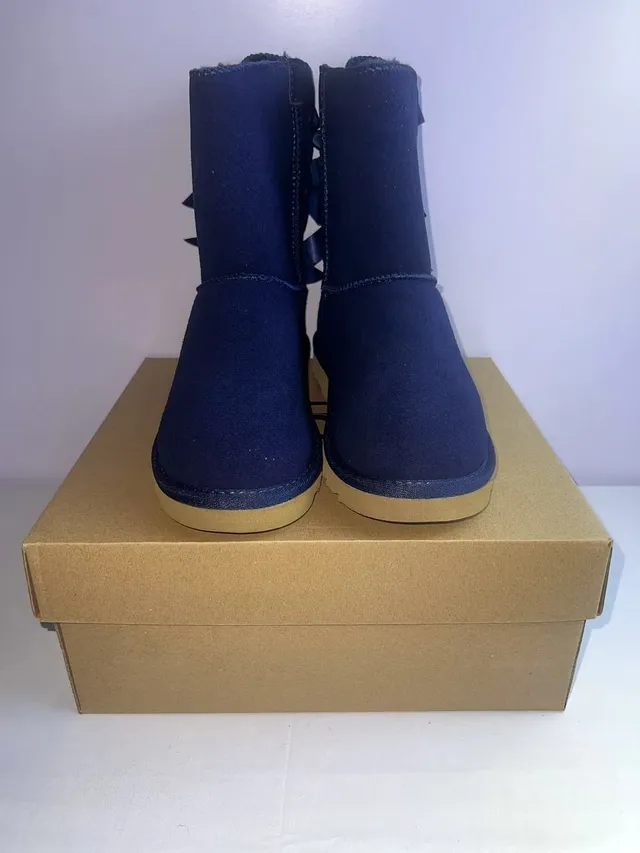 UGG Tasman Navy Satin Bow Snow Boots 5