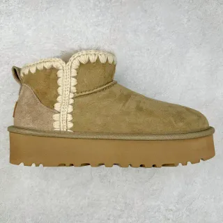 UGG Tasman टैन सूड किट-ट्रिम्ड प्लेटफॉर्म स्नो बूट्स