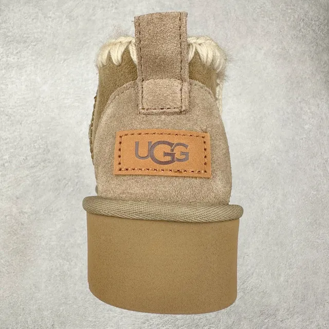 UGG Tasman Tan Suede Knit-Trimmed Platform Snow Boots 2